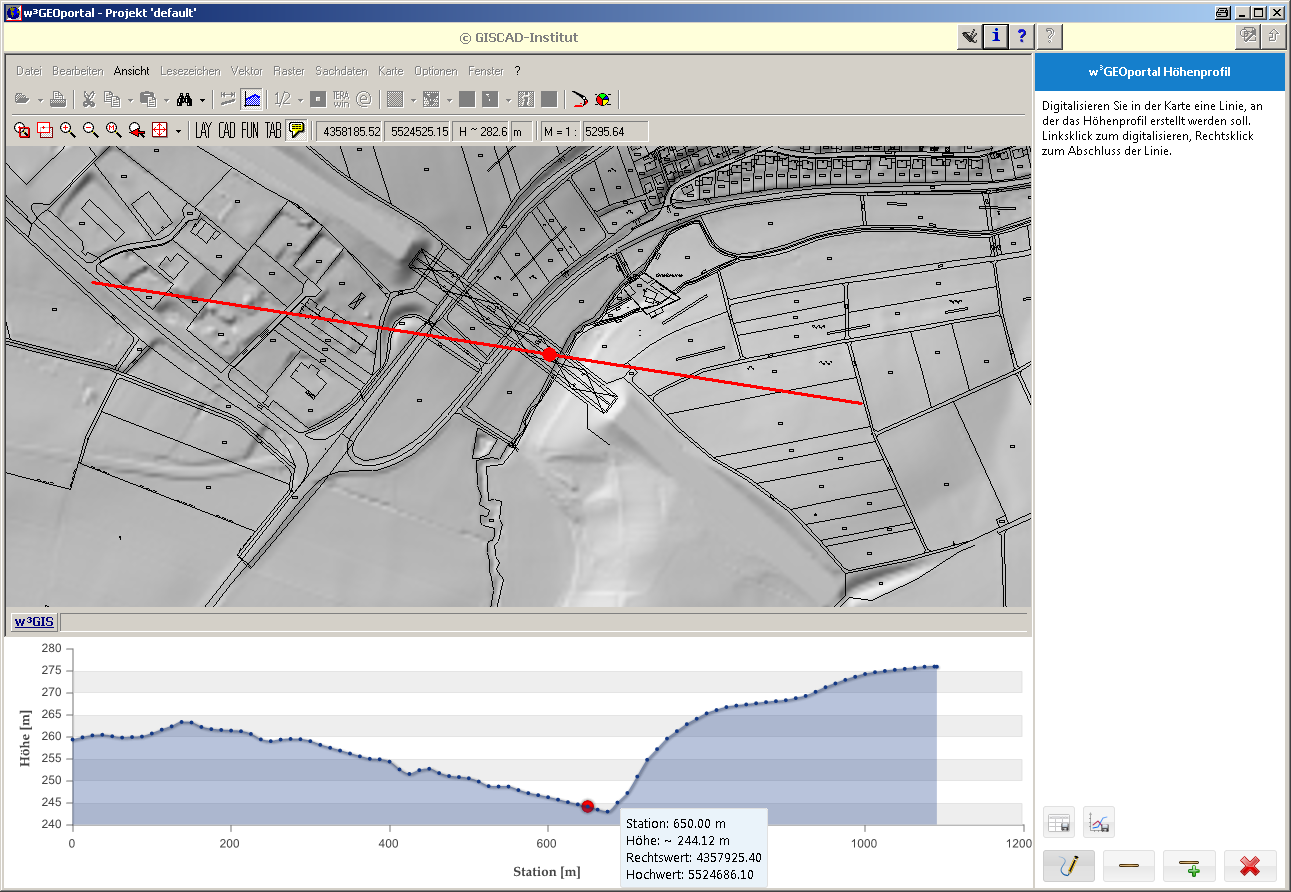 Screenshot w3GIS/komGDI Geodatenimport