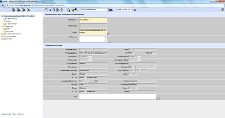 Screenshot OTS Bau Ablageregister und Aktenvorblatt
