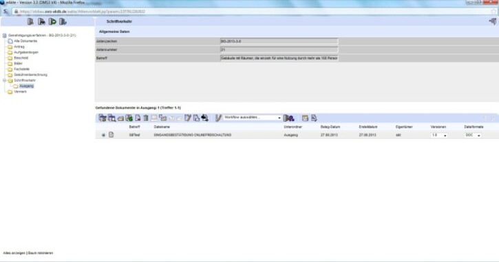 Screenshot OTS Bau Ablageregister und Dokumente