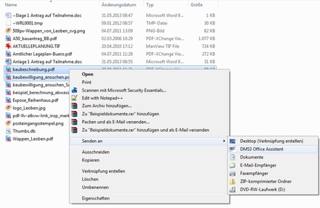 Screenshot OTS Bau Auswahl Dateien aus dem Dateisystem