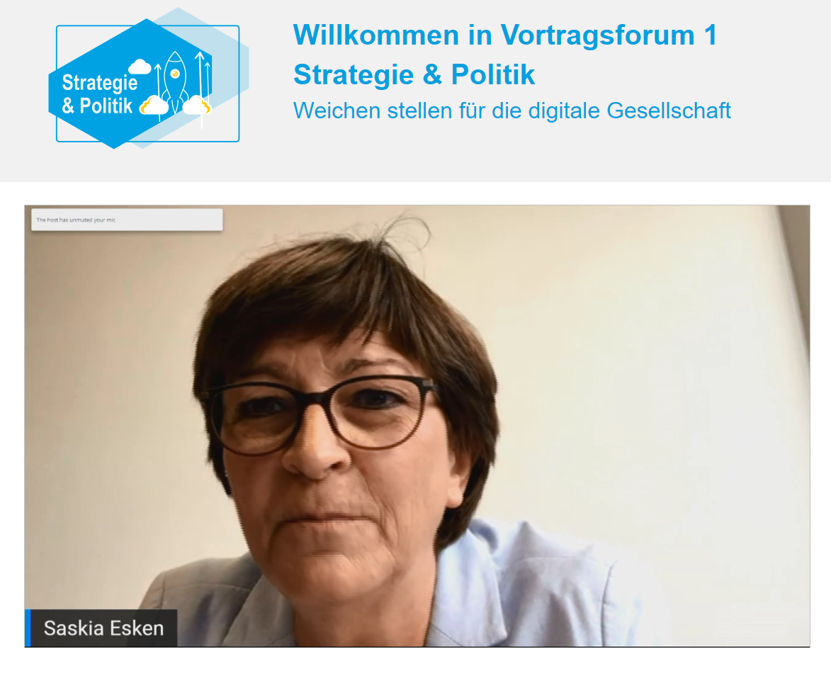 "Eine offene Gesellschaft braucht demokratische Digitalisierung", Vortrag von Saskia Esken, Parteivorsitzende der SPD, MdB